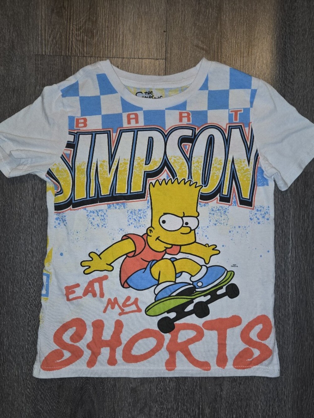The Simpsons Bart Skateboard Graphic Tee - White & Yellow